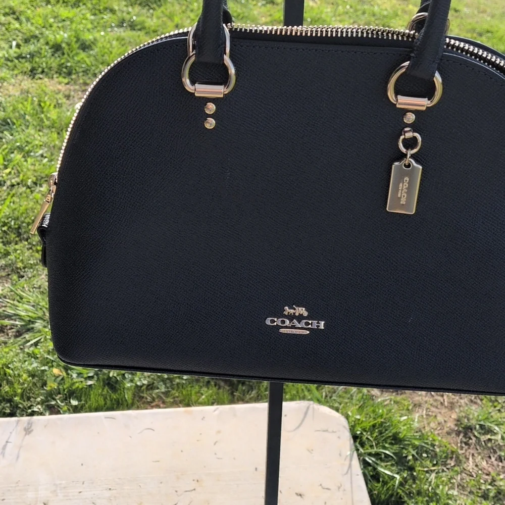 Coach Midnight Katy Pebbled Leather Carry All Satchel Crossbody Bag